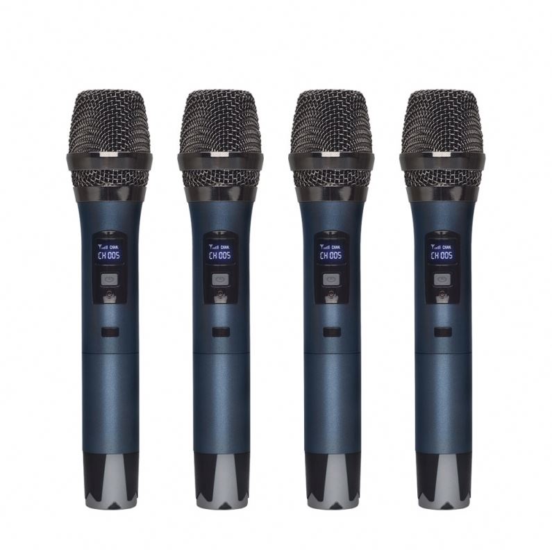 Chất lượng cao cầm tay chuyên nghiệp UHF 4 kênh Micrô không dây cho hệ thống karaoke