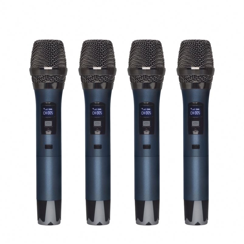 Micrô không dây 4 kênh UHF với micrô cầm tay để hát karaoke