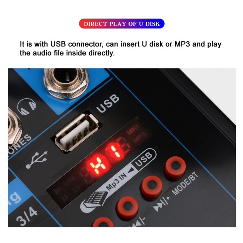 Máy trộn DJ 4 kênh chuyên nghiệp với DSP và USB